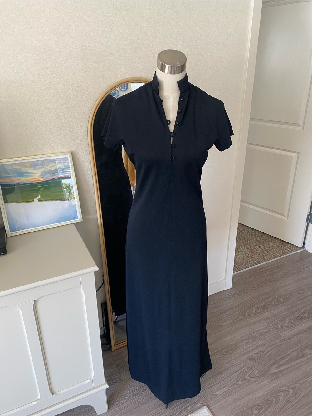 Vintage 1960s Loomtogs Mandarin Collar Maxi Dress